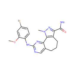 COc1cc(Br)ccc1Nc1ncc2c(n1)-c1c(c(C(N)=O)nn1C)CCC2 ZINC000145913032