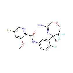 COc1cc(Br)cnc1C(=O)Nc1ccc(F)c([C@@]2(C)N=C(N)COCC2(F)F)c1 ZINC000113660352