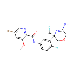 COc1cc(Br)cnc1C(=O)Nc1ccc(F)c([C@]2(CF)COCC(N)=N2)c1 ZINC000113657258