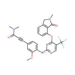 COc1cc(C#CC(=O)N(C)C)ccc1Nc1ncc(C(F)(F)F)c(Oc2cccc3c2C(=O)N(C)C3)n1 ZINC000146084646