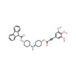 COc1cc(C#CC(=O)O[C@H]2CC[C@H](N(C)[C@H]3CC[C@@H](OC(=O)C4c5ccccc5-c5ccccc54)CC3)CC2)cc(OC)c1OC ZINC000150611890