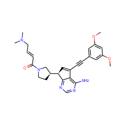 COc1cc(C#CC2=C[C@H]([C@H]3CCN(C(=O)/C=C/CN(C)C)C3)c3ncnc(N)c32)cc(OC)c1 ZINC000261139901