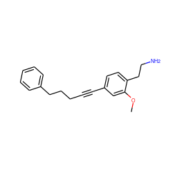 COc1cc(C#CCCCc2ccccc2)ccc1CCN ZINC000013864189