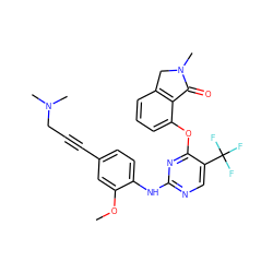 COc1cc(C#CCN(C)C)ccc1Nc1ncc(C(F)(F)F)c(Oc2cccc3c2C(=O)N(C)C3)n1 ZINC000146090038