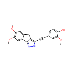 COc1cc(C#Cc2[nH]nc3c2Cc2cc(OC)c(OC)cc2-3)ccc1O ZINC000028954390