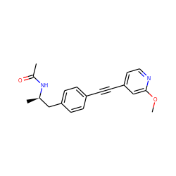 COc1cc(C#Cc2ccc(C[C@@H](C)NC(C)=O)cc2)ccn1 ZINC000113411408