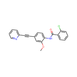 COc1cc(C#Cc2ccccn2)ccc1NC(=O)c1ccccc1Cl ZINC000473249695