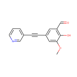 COc1cc(C#Cc2cccnc2)cc(C=O)c1O ZINC000116439289