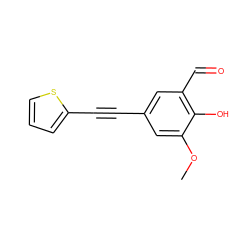 COc1cc(C#Cc2cccs2)cc(C=O)c1O ZINC000201315630