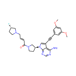 COc1cc(C#Cc2cn([C@H]3CCN(C(=O)/C=C/CN4CC[C@H](F)C4)C3)c3ncnc(N)c23)cc(OC)c1 ZINC000222802720