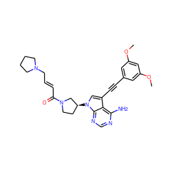 COc1cc(C#Cc2cn([C@H]3CCN(C(=O)/C=C/CN4CCCC4)C3)c3ncnc(N)c23)cc(OC)c1 ZINC000222803668