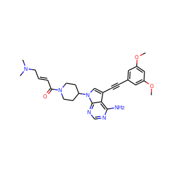 COc1cc(C#Cc2cn(C3CCN(C(=O)/C=C/CN(C)C)CC3)c3ncnc(N)c23)cc(OC)c1 ZINC000225161914