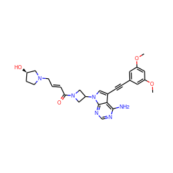 COc1cc(C#Cc2cn(C3CN(C(=O)/C=C/CN4CC[C@@H](O)C4)C3)c3ncnc(N)c23)cc(OC)c1 ZINC000222797906