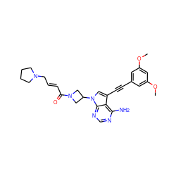 COc1cc(C#Cc2cn(C3CN(C(=O)/C=C/CN4CCCC4)C3)c3ncnc(N)c23)cc(OC)c1 ZINC000222810840