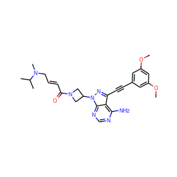 COc1cc(C#Cc2nn(C3CN(C(=O)/C=C/CN(C)C(C)C)C3)c3ncnc(N)c23)cc(OC)c1 ZINC000225157794