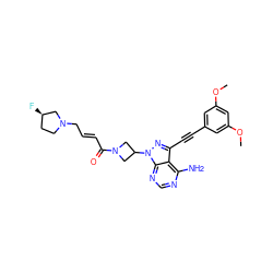 COc1cc(C#Cc2nn(C3CN(C(=O)/C=C/CN4CC[C@@H](F)C4)C3)c3ncnc(N)c23)cc(OC)c1 ZINC000222788982