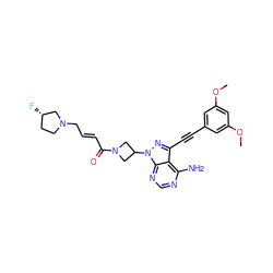 COc1cc(C#Cc2nn(C3CN(C(=O)/C=C/CN4CC[C@H](F)C4)C3)c3ncnc(N)c23)cc(OC)c1 ZINC000222788922