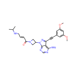 COc1cc(C#Cc2nn(C3CN(C(=O)/C=C/CNC(C)C)C3)c3ncnc(N)c23)cc(OC)c1 ZINC000225120418
