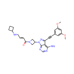 COc1cc(C#Cc2nn(C3CN(C(=O)/C=C/CNC4CCC4)C3)c3ncnc(N)c23)cc(OC)c1 ZINC000225129065