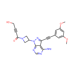 COc1cc(C#Cc2nn(C3CN(C(=O)C#CCO)C3)c3ncnc(N)c23)cc(OC)c1 ZINC000222808491