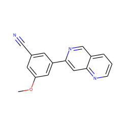 COc1cc(C#N)cc(-c2cc3ncccc3cn2)c1 ZINC000028826027