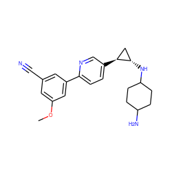 COc1cc(C#N)cc(-c2ccc([C@H]3C[C@@H]3NC3CCC(N)CC3)cn2)c1 ZINC000149969059