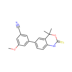 COc1cc(C#N)cc(-c2ccc3c(c2)C(C)(C)OC(=S)N3)c1 ZINC000013488863