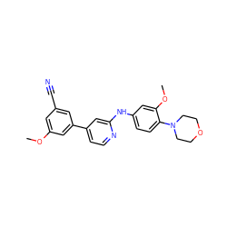 COc1cc(C#N)cc(-c2ccnc(Nc3ccc(N4CCOCC4)c(OC)c3)c2)c1 ZINC000095596710