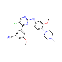 COc1cc(C#N)cc(-c2nc(Nc3ccc(N4CCN(C)CC4)c(OC)c3)ncc2Cl)c1 ZINC000096272919