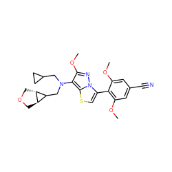 COc1cc(C#N)cc(OC)c1-c1csc2c(N(CC3CC3)CC3[C@H]4COC[C@H]34)c(OC)nn12 ZINC000100626698