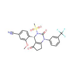 COc1cc(C#N)ccc1[C@H]1C2=C(CCC2=O)N(c2cccc(C(F)(F)F)c2)C(=O)N1S(C)(=O)=O ZINC001772624277