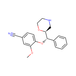 COc1cc(C#N)ccc1O[C@@H](c1ccccc1)[C@@H]1CNCCO1 ZINC000029050275