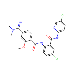 COc1cc(C(=N)N(C)C)ccc1C(=O)Nc1ccc(Cl)cc1C(=O)Nc1ccc(Cl)cn1 ZINC000040901382