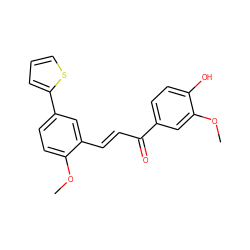 COc1cc(C(=O)/C=C/c2cc(-c3cccs3)ccc2OC)ccc1O ZINC000029323941