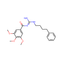 COc1cc(C(=O)/N=C(\N)NCCCCc2ccccc2)cc(OC)c1OC ZINC000026939445