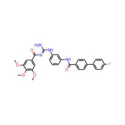 COc1cc(C(=O)/N=C(\N)Nc2cccc(NC(=O)c3ccc(-c4ccc(F)cc4)cc3)c2)cc(OC)c1OC ZINC000084651887