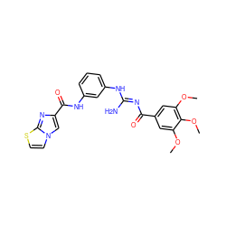 COc1cc(C(=O)/N=C(\N)Nc2cccc(NC(=O)c3cn4ccsc4n3)c2)cc(OC)c1OC ZINC000084652187