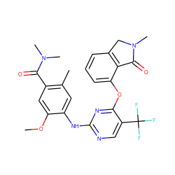 COc1cc(C(=O)N(C)C)c(C)cc1Nc1ncc(C(F)(F)F)c(Oc2cccc3c2C(=O)N(C)C3)n1 ZINC000146041114