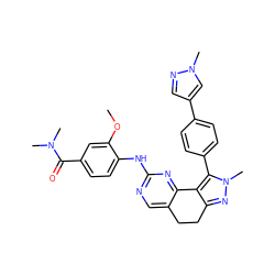 COc1cc(C(=O)N(C)C)ccc1Nc1ncc2c(n1)-c1c(nn(C)c1-c1ccc(-c3cnn(C)c3)cc1)CC2 ZINC000224950212