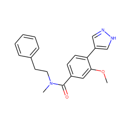 COc1cc(C(=O)N(C)CCc2ccccc2)ccc1-c1cn[nH]c1 ZINC000221720797