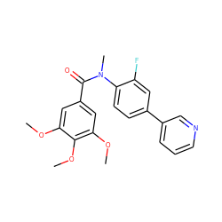 COc1cc(C(=O)N(C)c2ccc(-c3cccnc3)cc2F)cc(OC)c1OC ZINC000299823858