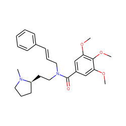 COc1cc(C(=O)N(C/C=C/c2ccccc2)CC[C@H]2CCCN2C)cc(OC)c1OC ZINC000084604845