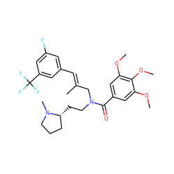 COc1cc(C(=O)N(CC[C@@H]2CCCN2C)C/C(C)=C/c2cc(F)cc(C(F)(F)F)c2)cc(OC)c1OC ZINC000084615741