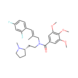 COc1cc(C(=O)N(CC[C@@H]2CCCN2C)C/C(C)=C/c2ccc(F)cc2F)cc(OC)c1OC ZINC000084614663