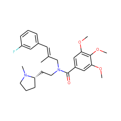 COc1cc(C(=O)N(CC[C@@H]2CCCN2C)C/C(C)=C/c2cccc(F)c2)cc(OC)c1OC ZINC000084604520