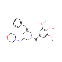 COc1cc(C(=O)N(CCCN2CCOCC2)C/C(C)=C/c2ccccc2)cc(OC)c1OC ZINC000034949043