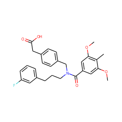 COc1cc(C(=O)N(CCCc2cccc(F)c2)Cc2ccc(CC(=O)O)cc2)cc(OC)c1C ZINC000114432579