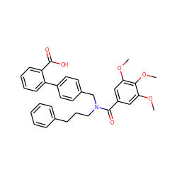 COc1cc(C(=O)N(CCCc2ccccc2)Cc2ccc(-c3ccccc3C(=O)O)cc2)cc(OC)c1OC ZINC000114433609