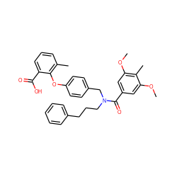 COc1cc(C(=O)N(CCCc2ccccc2)Cc2ccc(Oc3c(C)cccc3C(=O)O)cc2)cc(OC)c1C ZINC001772622125