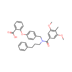 COc1cc(C(=O)N(CCCc2ccccc2)Cc2ccc(Oc3ccccc3C(=O)O)cc2)cc(OC)c1C ZINC000114433367